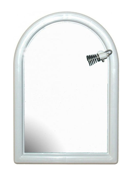 Καθρέπτης Μπάνιου Ημικυκλικός 43x53cm με Σποτ Λευκός